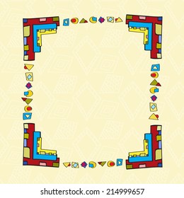 Illustration with abstract frame. Bright illustration.