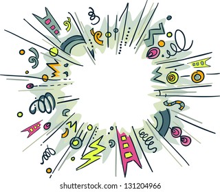 Illustration of an Abstract Frame Featuring Arrow-like Designs