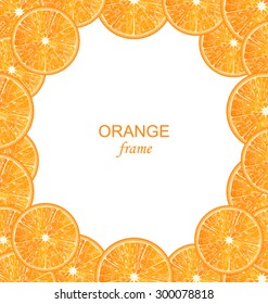 Illustration Abstract Frame with Sliced Oranges on White Background - Vector