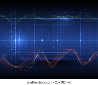  Illustration Abstract futuristic wave-digital  technology concept vector background