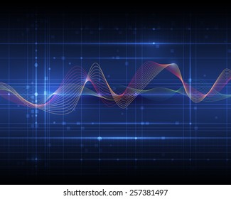  Illustration Abstract futuristic wave-digital  technology concept vector background