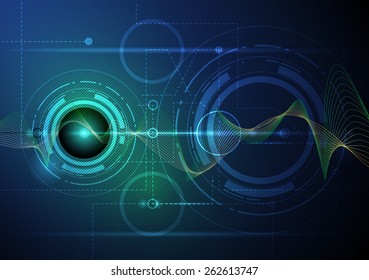  Illustration Abstract futuristic wave-digital  technology concept vector background