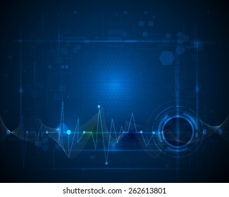  Illustration Abstract futuristic wave-digital  technology concept vector background