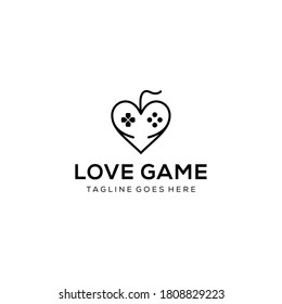 Illustration abstract game joystick on heart/love sign logo design template