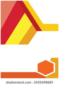 Ilustración de fondo geométrico abstracto en colores naranja, amarillo y rojo. Ilustración de icono simple de color brillante. Elemento de diseño gráfico de fondo en estilo plano