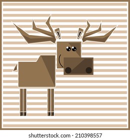Illustration of abstract geometric elk on the striped background