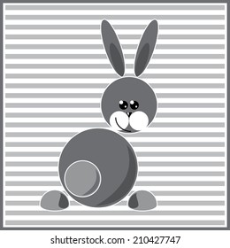 Illustration of abstract geometric hare on the striped background