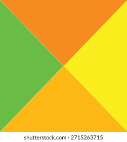 Illustration of abstract geometric shape composed of four bright colored triangles meeting at the center
