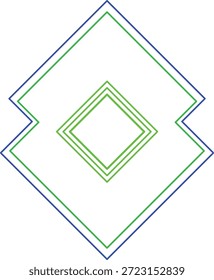 Ilustração de forma geométrica abstrata com losangos aninhados e bordas em ziguezague