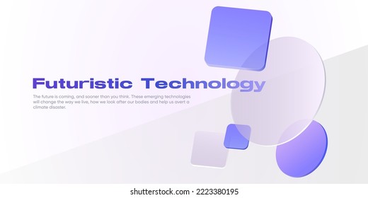 Illustration of abstract geometric with transparent square and cirle on white background. Future technology, connection, AI, block chain background