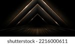 illustration abstract geometric triangle golden lines tunnel lights for ecommerce signs retail shopping, advertisement business agency, ads campaign marketing, email newsletter, landing pages, header