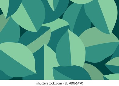 The illustration of abstract geometry leaves. Modern green and teal green leaves vector for texture background design. Seamless leaf vector design.
