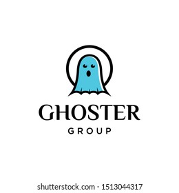 Illustration of abstract ghost formed modern and minimalist logo design.