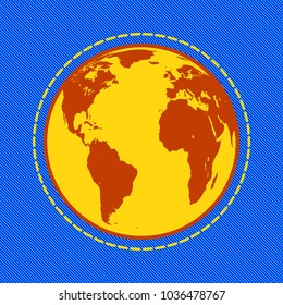 Illustration of the abstract globe on denim background. Elements of this image furnished by NASA 