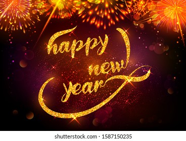 illustration of Abstract glossy background for Happy New Year 2020 greeting disco party celebration banner template