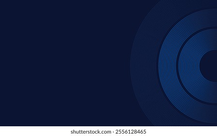 illustration Abstract glowing circle lines on dark blue background. Geometric stripe line art design. Modern shiny blue lines. Futuristic technology concept. Suit for poster, cover, banner