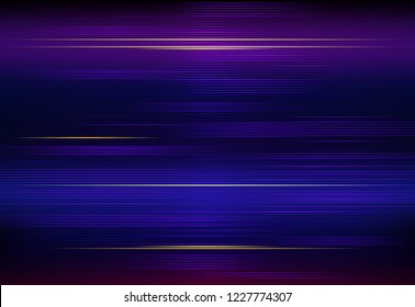 Illustration Abstract glowing, neon light effect, wave line, wavy pattern. Vector design communication techno on blue background. Futuristic digital technology for web or banner background