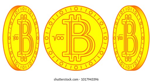 Illustration of the abstract gold bitcoin cryptocurrency coin