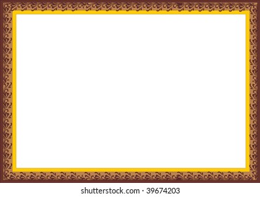 illustration with abstract gold and brown curled frame