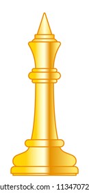 Illustration of the abstract gold chess king piece
