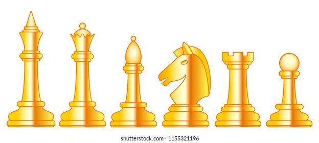 Illustration of the abstract gold chess pieces set