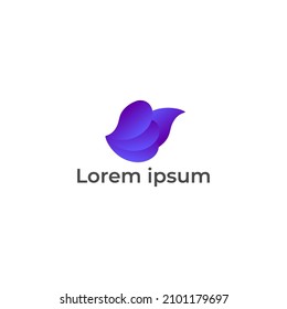 ILLUSTRATION ABSTRACT GRADIENT BLUE LEAF LOGO DESIGN VECTOR ICON