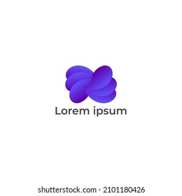 ILLUSTRATION ABSTRACT GRADIENT BLUE LEAF LOGO DESIGN VECTOR ICON