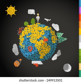 Illustration mit abstrakten Farbverlauf-Polygonalen-Stücken. Infografik-Design-Konzept