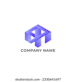 ILUSTRACIÓN ABSTRACTO GRADIENTE PURPLE GEOMETRIC LINE LOGO ICONO PLANTILLA DEISIGER VECTOR