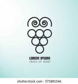 Illustration of abstract grape. Template for logo design made in simple line vector style.