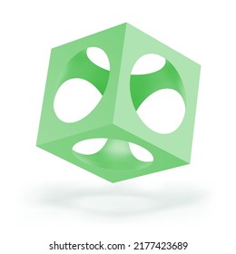 Illustration of Abstract Green Cube, on White Background. Abstract Geometric Square Shapes Mockup for Your Design