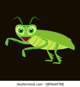 Illustration abstract the green grasshopper character is laughing vector graphic