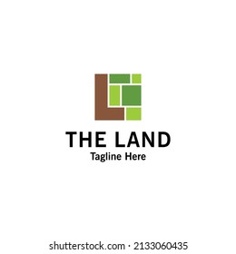 Illustration abstract green landscape farm logo design template