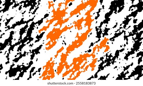 ILLUSTRATION ABSTRACT GRUNGE BLACK ORANGE GRAINY TEXTURE ISOLATED ON WHITE BACKGROUND. DISTRESS DIRTY ROUGH MONOCHROME COLOR DESIGN VECTOR