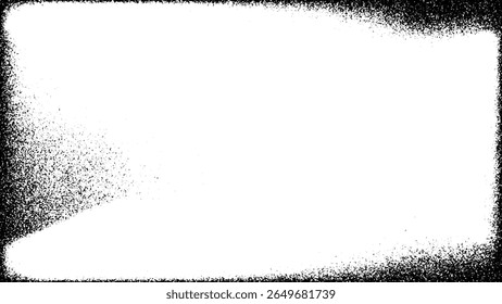 ILLUSTRATION ABSTRACT GRUNGE FRAME GRAINY TEXTURE BACKGROUND. DISTRESS DIRTY ROUGH BLACK COLOR DESIGN VECTOR