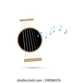 Illustration of an abstract guitar design isolated on a white background.