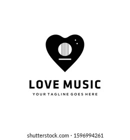 Illustration abstract guitar with Loveheart sign monogram logo design template