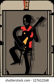 Illustration of a abstract guitar player