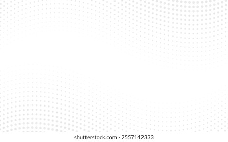 illustration Abstract halftone gray dots gradient on white background, Curved twisted slanting design or waved lines pattern, Templates for business cards, brochures, posters, covers.