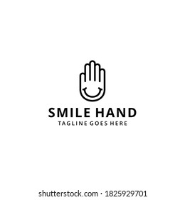 Illustration abstract hand with smile lips sign logo design template