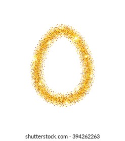 Illustration Abstract Happy Easter Golden Glitter Egg with Place for Your Text. Easter Shining Template Design - Vector