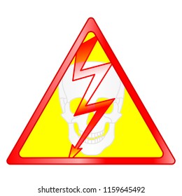 Illustration of the abstract hazard symbol with lightning and skull