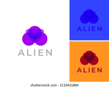 ILLUSTRATION ABSTRACT HEAD ALIEN LOGO DESIGN SIMPLE VECTOR ICON