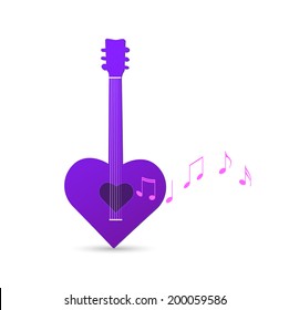 Illustration of an abstract heart guitar isolated on a white background.