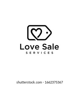 Illustration of abstract heart sign combined with price tag.