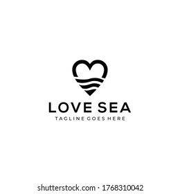 Illustration of abstract heart sign combined with a modern and clean sea