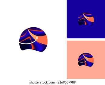 ILLUSTRATION ABSTRACT HELMET MOTORCYCLE WITH ORNAMENT LOGO ICON DOODLE ART ELEMENT DESIGN VECTOR