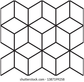Illustration Abstract hexagon geometric Cube Black and white Seamless background pattern Memphis style Vector
