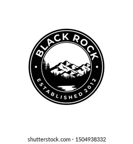 Illustration abstract of high mountain seen from a distance looks beautiful and large logo design emblem vintage