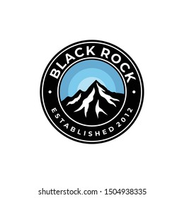 Illustration abstract of high mountain seen from a distance looks beautiful and large logo design emblem vintage